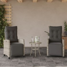 vidaXL Scaun de grădină rabarabil cu suport picioare,2 buc., poliratan 365246