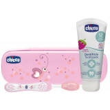 Chicco Always Smiling 12m+ set pentru &icirc;ngrijirea dentară Strawberry 12 m+(pentru copii)