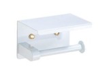 Suport h&acirc;rtie igienică, poliță integrată, inox, alb, 14x9.7x9.5 cm