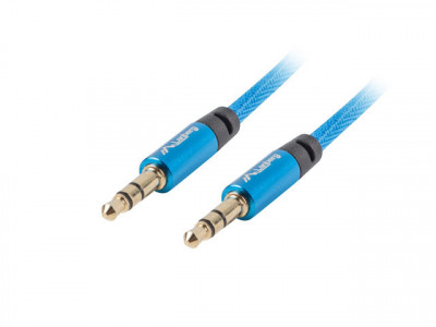 Cablu audio Jack 3.5 mm tata-tata albastru panzat 1m Lanberg foto