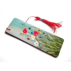 Semn de carte cu flori campenesti, semn carte cu maci albastrele, 40137