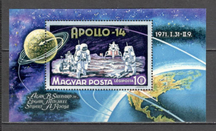 Ungaria.1971 Posta aeriana:Cosmonautica Apollo 14-Bl. SU.330