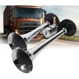 Claxon bitonal cu 2 goarne, alimentare 12/24V FARA COMPRESOR, culoare Crom/Negru