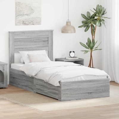 vidaXL Cadru de pat cu sertar cu headboard cu depozitare Lemn compozit 3410040 foto