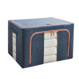 Cutie de depozitare pliabil&Auml;, 100l, textil, cadru metalic, baz&Auml; stabil&Auml;, fermoar, dou&Auml; ferestre de vizualizare, 60x42x40 cm, albastru marin