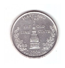 Moneda SUA 25 centi/quarter dollar 2000 D Maryland 1788, stare buna, curata