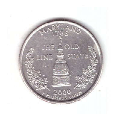 Moneda SUA 25 centi/quarter dollar 2000 D Maryland 1788, stare buna, curata foto