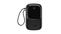 Baseus Qpow Digital Display Power Bank cu &icirc;ncărcare rapidă 20000mAh 20W QC/PD/SCP/FCP cu cablu Lightning &icirc;ncorporat negru