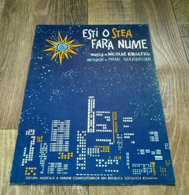 DD- Esti o stea fara nume, Nicolae Kirculescu / Mihai Maximilian, partitura RSR foto