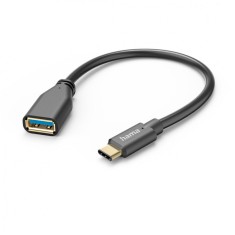 Adaptor Cablu Hama, OTG, USBC-A tata - mama, 15cm, Negru