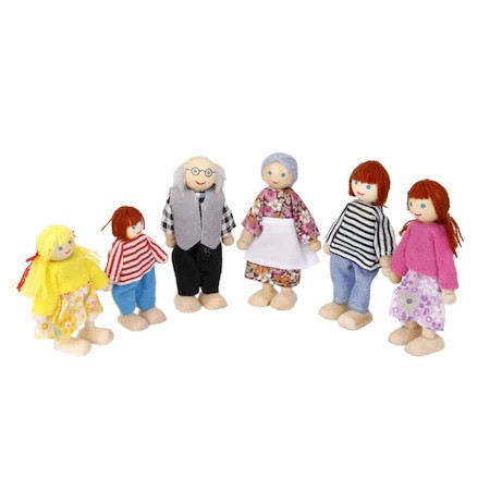 Set 6 papusi din lemn - Big Family, 7Toys