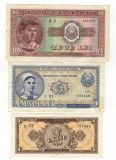 Bancnote Romania 1952: 1 Leu, 5 Lei, 10 Lei - Bancnota Romaneasca Colectie