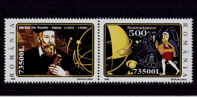 RO 2003/LP 1614b,&amp;quot;500 ani Nostradamus&amp;quot; serie cu punte , MNH foto