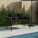 vidaXL Bancă de exterior cu pernă Negru 117 x 54 x 74.5 cm poliratan 42025237