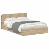vidaXL Cadru de pat cu depozitare cu sertar Stejar Sonoma 150 x 200 cm 3433591