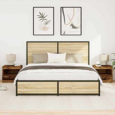 vidaXL Noptieră 2 pcs Lemn vechi 50 x 40 x 45 cm Lemn compozit foto