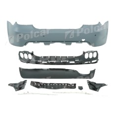 Set bara spate BMW Seria 5 (E60), 06.2003-2007 Sedan, cu gauri senzori parcare; grunduit, de vopsit; type M-Tech; cu absorber, cu elemente de fixare,