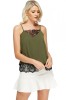 U690-120 Maiou accesorizat cu dantela in zona decolteului si jos, M