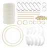 Set 80 piese de creatie LLGLEU, cu fir marcame inele si margele, bumbac, lemn, pene, bej