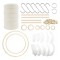 Set 80 piese de creatie LLGLEU, cu fir marcame inele si margele, bumbac, lemn, pene, bej