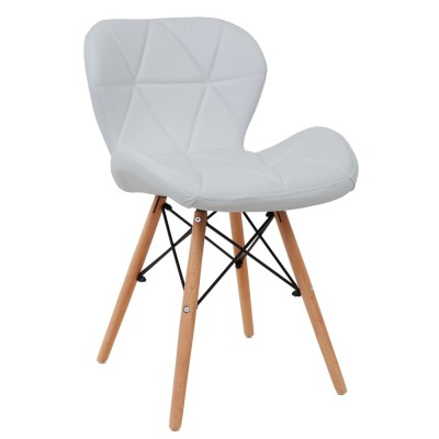 Scaun Eliza - cadru lemn - imitatie piele alb foto