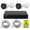 Kit IP Dahua 2 camere 4MP IR 30m PoE, NVR 4 canale PoE 12MP, cabluri + Autocolant Rovision SafetyGuard Surveillance