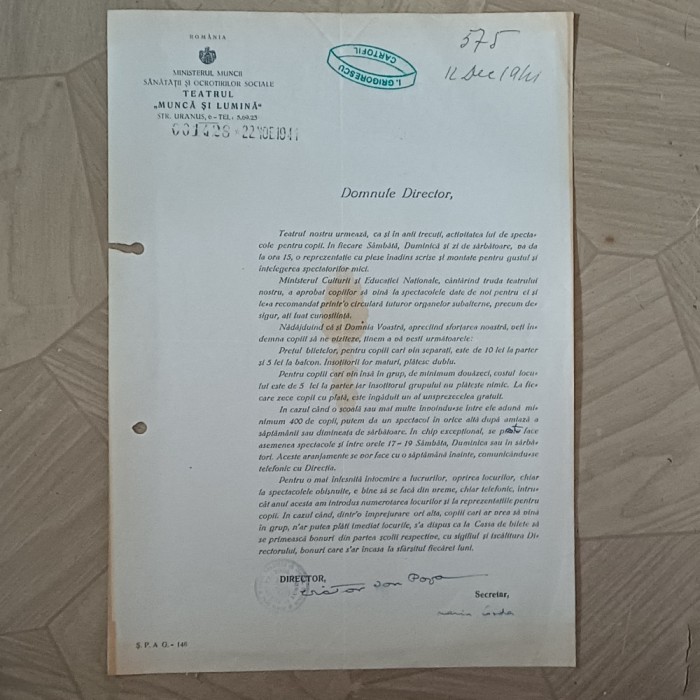 ACT SEMNAT DE VICTOR ION POPA SI MARIN IORDA.1941.