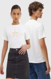 Converse tricou din bumbac culoarea bej, cu imprimeu, 10026362-A01