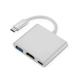 Cumpara ieftin Adaptor Multiport Edman Hub 3 in 1 USB Type-C la HDMI, USB, USB-C