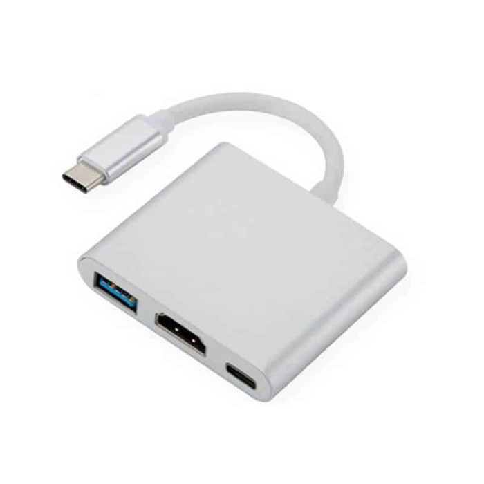 Adaptor Multiport Edman Hub 3 in 1 USB Type-C la HDMI, USB, USB-C