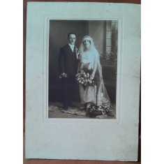 Fotografie pe carto, mire si mireasa, 1922