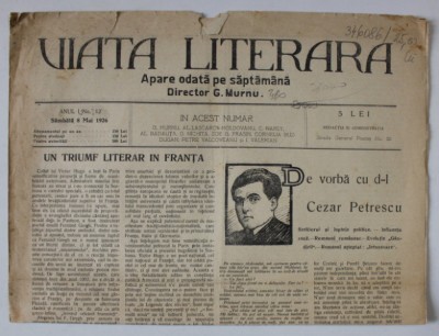 VIATA LITERARA , SAPTAMANAL , No. 12 , 1926 foto