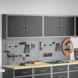 vidaXL Set dulap unelte &amp; panou c&acirc;rlige de perete, 6 piese negru metal