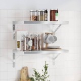 vidaXL Rafturi Perete Argintii 50x30x3 cm, Set 2 Bucăți, Oțel Inoxidabil, Raft Suspendat, Depozitare, Montare Ușoară