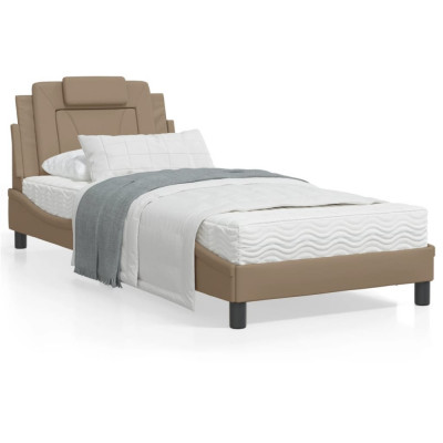 vidaXL Cadru de pat cu tăblie, cappuccino, 80x200 cm, piele ecologică foto
