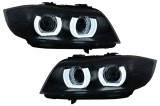 Faruri Xenon 3D U-Led Angel Eyes BMW Seria 3 E90 E91 (2008-2011) Negru Performance AutoTuning