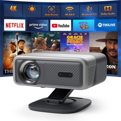 Videoproiector 1080P Full HD, WiFi 6, Bluetooth 5.2, 28000 Lumeni, Audio Dolby, Focalizare Automata, Corectie Trapezoidala, Suporta 4K, Rezolutie 1920 foto