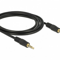 Cablu stereo jack 3.5mm 4 pini Negru T-T 2m, Delock 83436