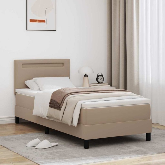 vidaXL Cadru de Pat cu Saltea cu saltea Cappuccino 100 x 200 cm