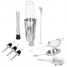 Kit pentru barmani, cocktail shaker, inox, set 11 piese, 700/400 ml, Springos foto