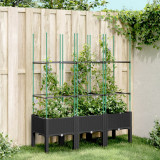 Jardiniera de gradina cu spalier, negru, 120x40x142,5 cm, PP GartenMobel Dekor, vidaXL