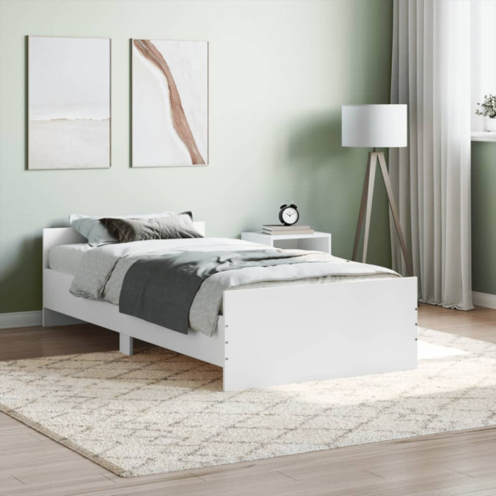 Cadru de pat, alb, 90x200 cm, lemn prelucrat GartenMobel Dekor