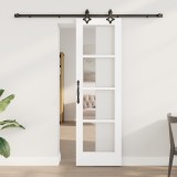 Ușă Glisantă vidaXL cu Set de Accesorii &#039;ORKDAL&#039;Alb Lemn Masiv &amp; Sticlă