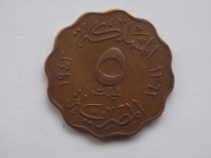5 MILLIEMES 1943 EGIPT foto