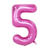 Balon din folie flippy, cifra 5, 81 cm, pentru aer sau heliu, bulk, mov