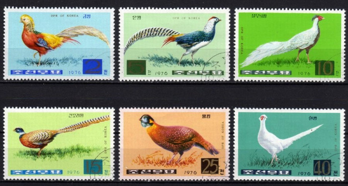 Korea 1976 Birds Pheasants x 64 sets in full sheets Mi.1500-5 used V.014