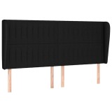 Cumpara ieftin Tablie de pat cu aripioare, negru, 163x23x118/128 cm, textil