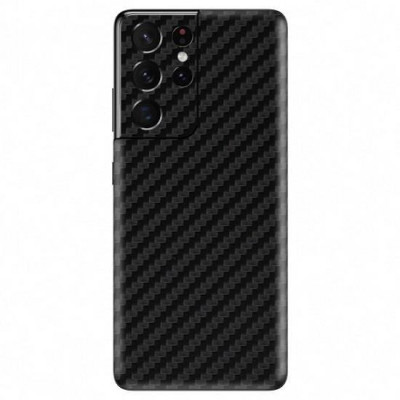 Set Folii Skin Acoperire 360 Compatibile cu Samsung Galaxy S21 Ultra - ApcGsm Wraps Carbon Black foto