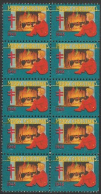 1948 SUA - Bloc de 10 vignete de Craciun + Campanie Anti Tuberculoza, TBC foto