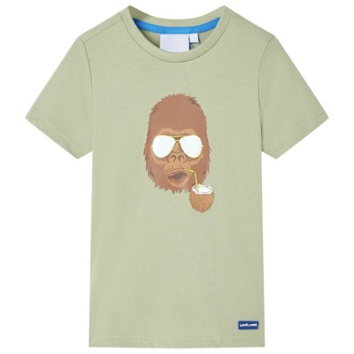 Tricou pentru copii cu m&amp;acirc;neci scurte, kaki deschis, 92 foto